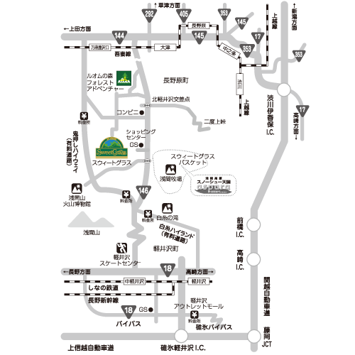北軽井沢スウィートグラスアクセスマップ